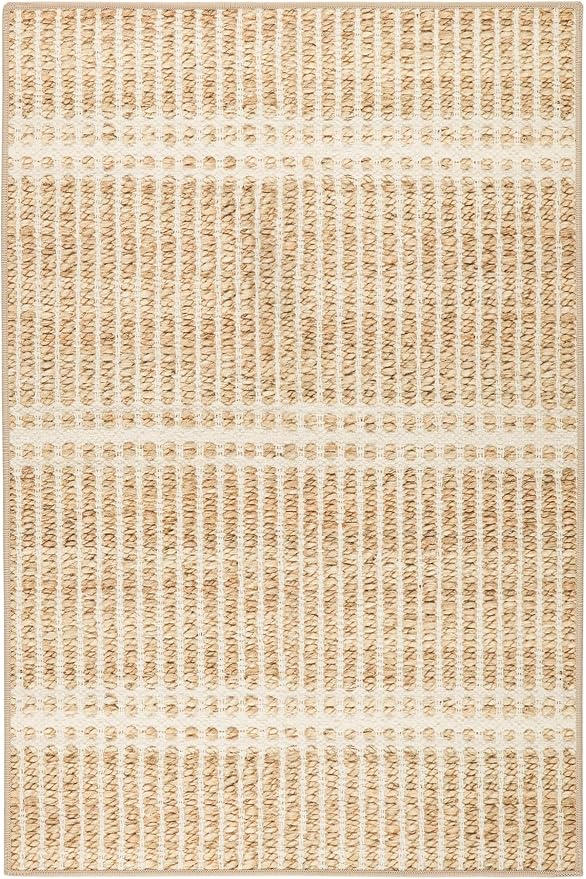 Dash & Albert Arbor Natural Machine Washable Rug, 8.5 X 11.5 Feet, Tan Stripe Pattern