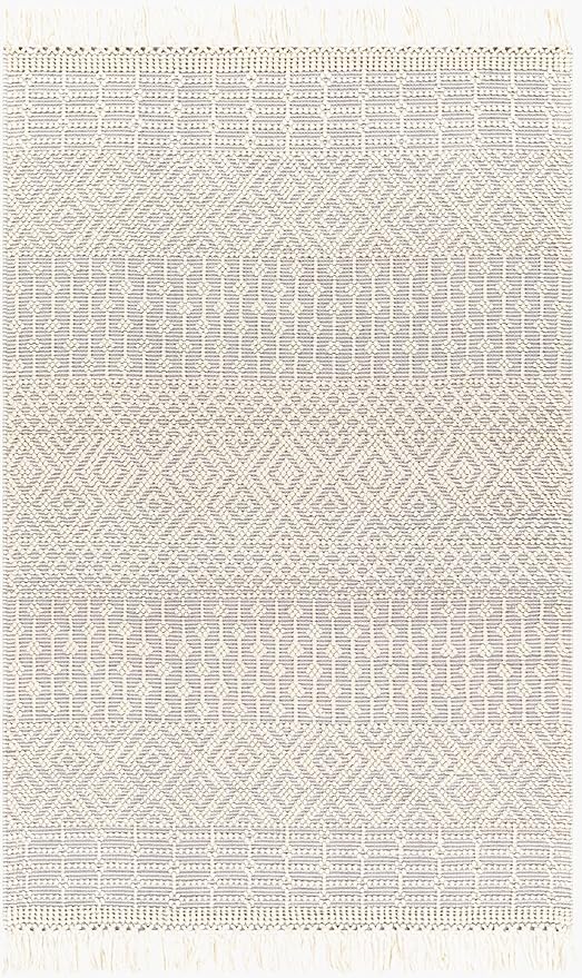 Mark&Day Wool Rugs, 5x7 Gratz Global Light Gray Area Rug, Grey Beige Carpet for Living Room, Bedroom or Kitchen (5' x 7'6")