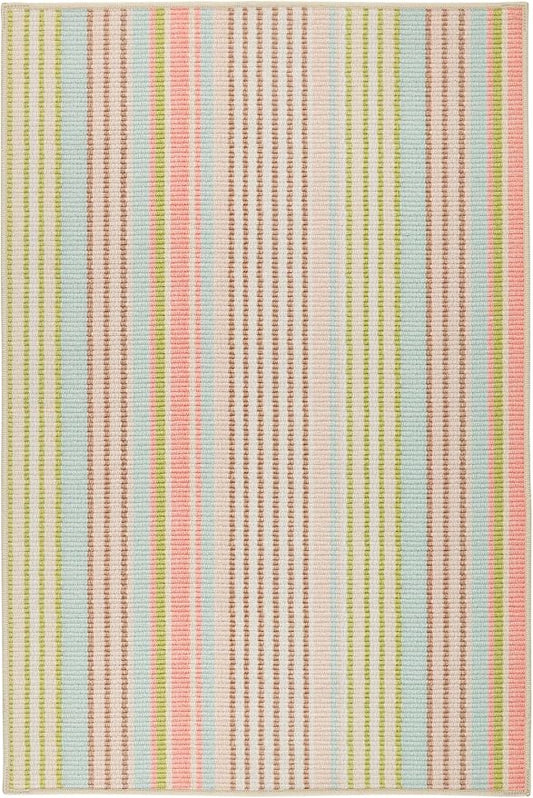 Dash & Albert Ana Ticking Aqua Machine Washable Rug, 8.5 X 11.5 Feet, Multicolored Stripe Pattern