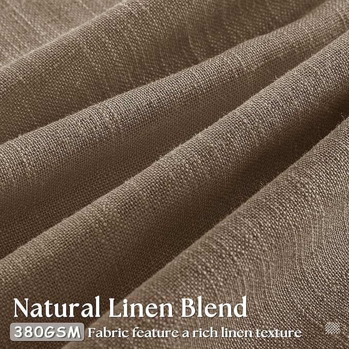 Dutch Cocoa 90 Inch Linen Curtains Pinch Pleated for Living Room Bedroom Dining Boho Brown Light Filtering Pinch Pleat Drapes Hooks Rings Back Tab Semi Sheer Dark Brown Window Curtains 2 Panels