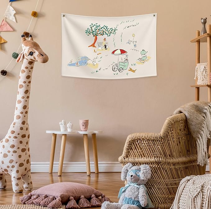 Boho Rectangular Canvas Banner-Funny Flag Wall Decor for Teen Friends Colleagues Neighbors,Nursery Above Crib Bedroom Living Room Office Decor-Garden Themed-Baby Shower Birthday Christmas Gift