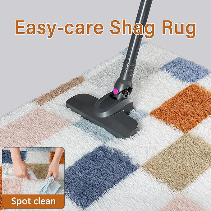 Checkered Rug 4x6 for Living Room, Modern Rainbow Shag Rug Super Soft Washable Fluffy Rugs Indoor Fuzzy Carpet for Bedroom Home Dorm Aesthetic Decor