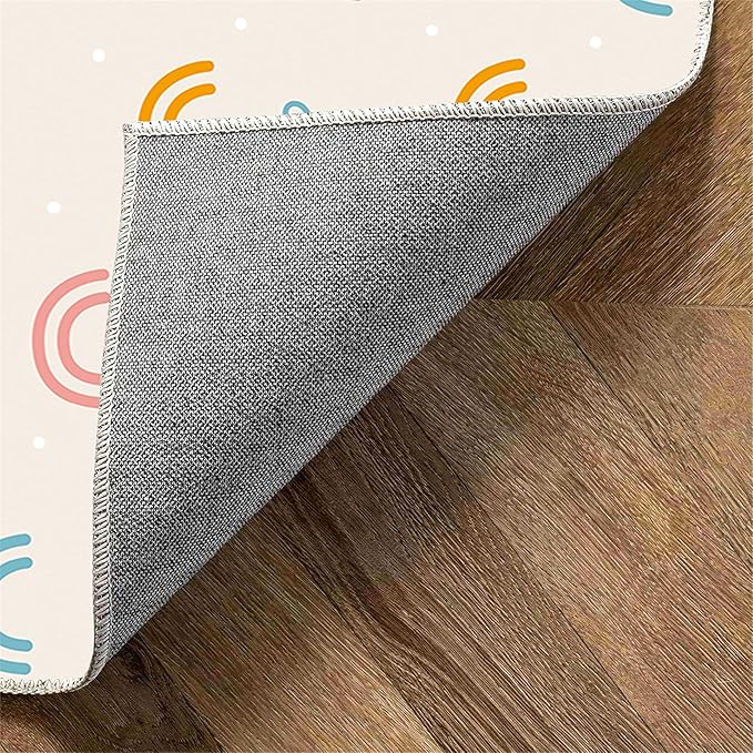 Children's Rainbow Carpet - Living Room Floor Mats, Soft, Washable, Anti-Slip, 4x5ft