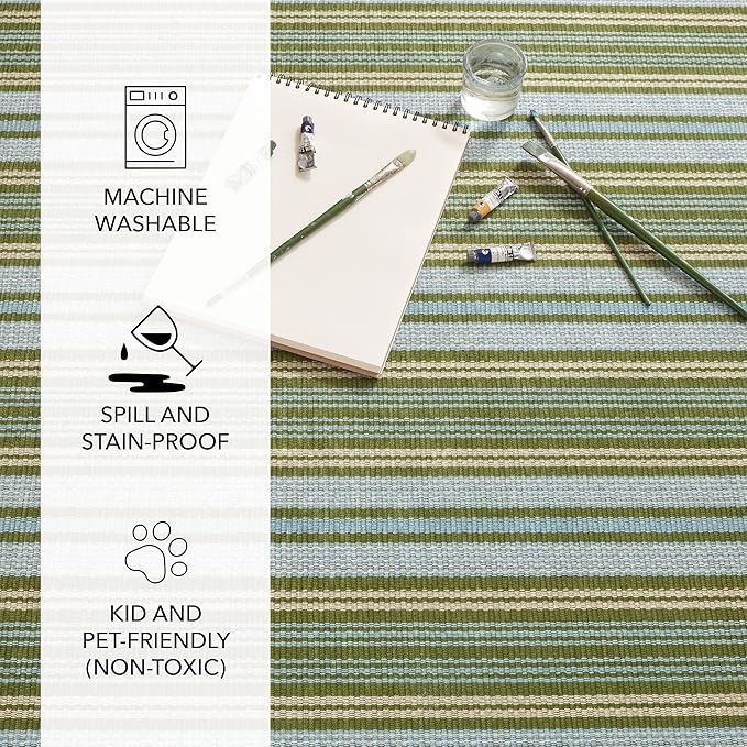 Dash and Albert Caravan Machine Washable Area Rug - 6' x 9' Multicolor Stripe Washable Accent Rug Durable, High Traffic Area Kitchen, Hallway, Bedroom, Stairs