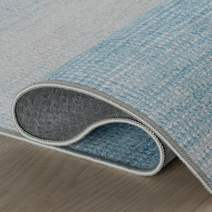 Dash & Albert Pandora Blue Machine Washable Rug, 3 X 5 Feet, Blue Abstract Pattern
