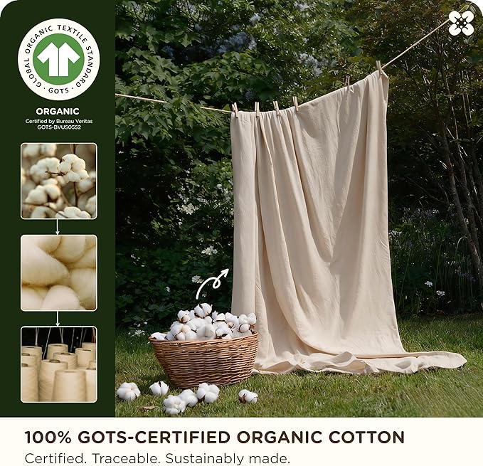 Bedsure Cotton Duvet Cover King, 100% GOTS Organic Cotton Duvet Cover Set, Fair Trade Certified King Bedding Set, Eco-Friendly, Ultra-Soft, Breathable Home Bedding for All Seasons(Linen, 104"x90")