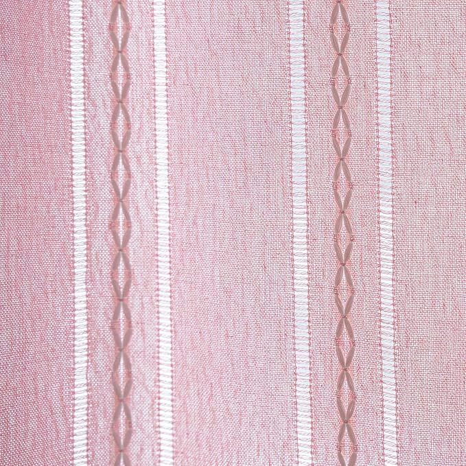Deeprove Blush Pink Boho Curtain Valance for Cafe Kitchen Nursery Decor, Sheer Bohemian Farmhouse Cotton Linen Short Panel Tassel Toddler Baby Girl Princess Theme Window Treatment, W52 x L18, 1 Piece