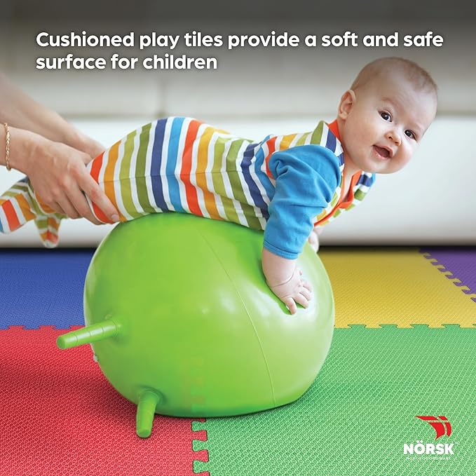 Norsk Kids Puzzle Play Mats Interlocking EVA Foam Floor Tiles Solid Color, 30 Tiles - 120 Sq. Ft., 1/2" Thick, Rainbow Pack
