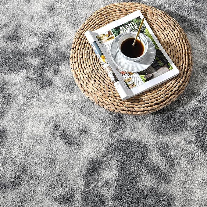 Large Soft Rugs for Living Room, 6 x 9 Ft Tie-Dyed Thickened Memory Foam Area Rug for Bedroom, Non-Slip Comfy Indoor Carpet for Boys Girls Dorm Room Nursery Home Decor, Light Grey