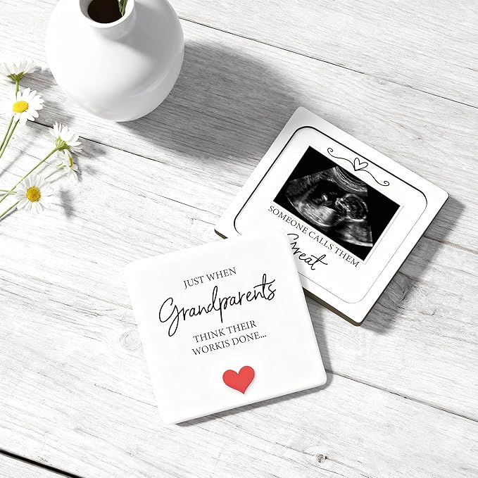 Pregnancy Announcement Ultrasound Picture Frame, Just When Grandparents Think Their Work is Done Someone Calls Them Great Wooden Surprise Box, Baby Announcement Pregnancy Reveal Gifts