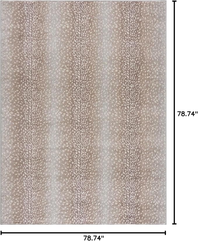 Hauteloom Pointblank Animal Print Living Room, Bedroom Area Rug - Pile Height 0.27" - Bohemain Abstract Spotted Farmhouse Rug - Leopard, Dalmatian Carpet - Gray, Brown, Beige - 6'7" Square