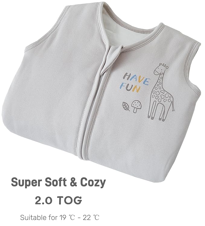 Baby Sleep Sack 18-24 Months 1.5 TOG, 2 Pack Bamboo Baby Wearable Blanket with 2-Way Zipper, Infant Toddler Sleeping Sack for Newborn Boys and Girls, Grey