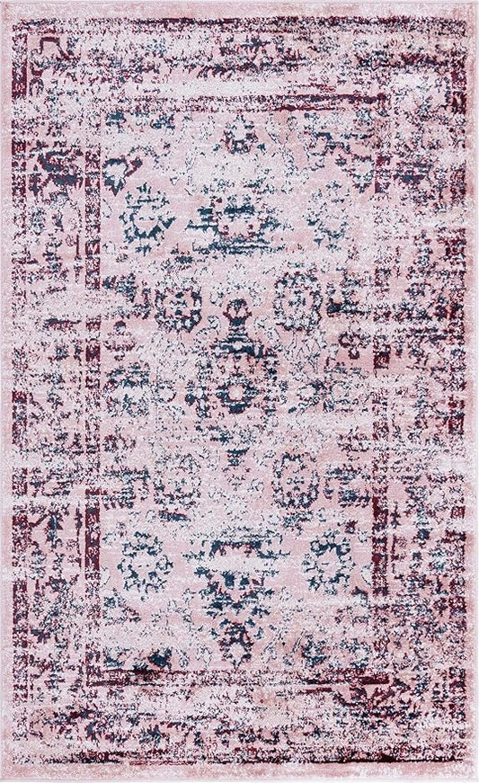 Rugs.com Charleston Collection Rug – 5' x 8' Pink Low-Pile Rug Perfect for Living Rooms, Large Dining Rooms, Open Floorplans