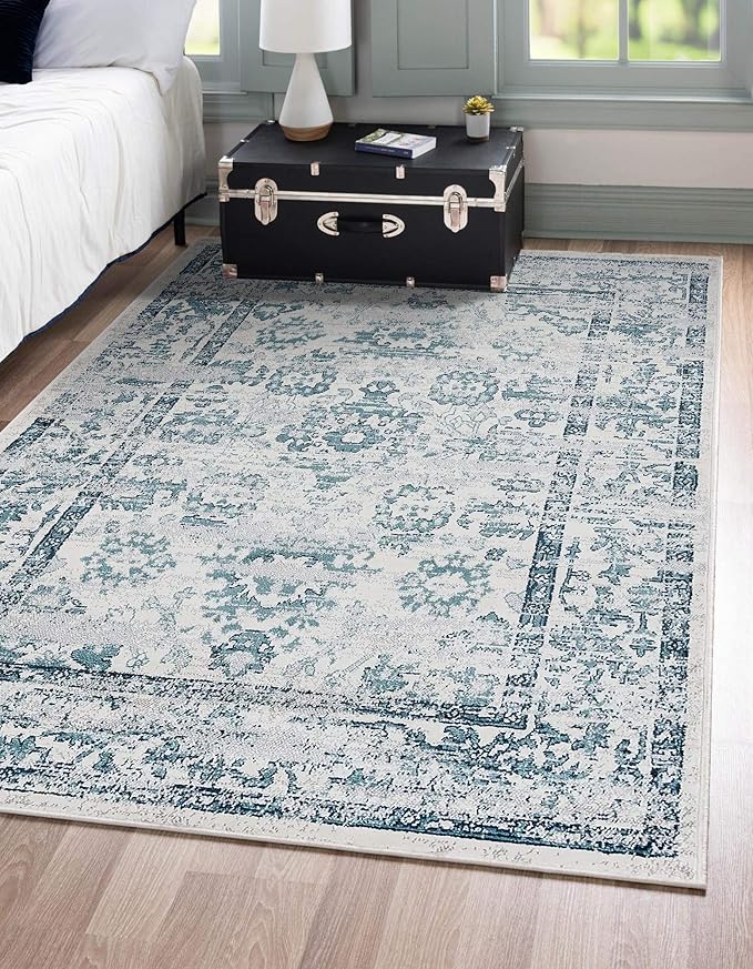 Rugs.com Charleston Collection Rug – 4' x 6' Ivory Low-Pile Rug Perfect for Living Rooms, Large Dining Rooms, Open Floorplans