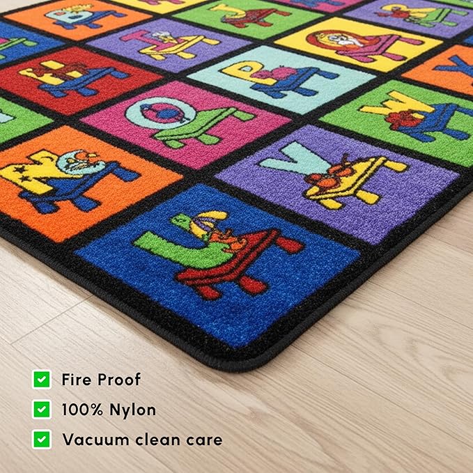 SAFECASTLE Kids Carpet My ABC Place Alphabet Rug 7'8"x10'4"– Educational ABC Learning Area Rug – Colorful Classroom Rug for Kids, Toddlers, Preschool, Nursery, Playroom, Daycare & Children’s Bedroom
