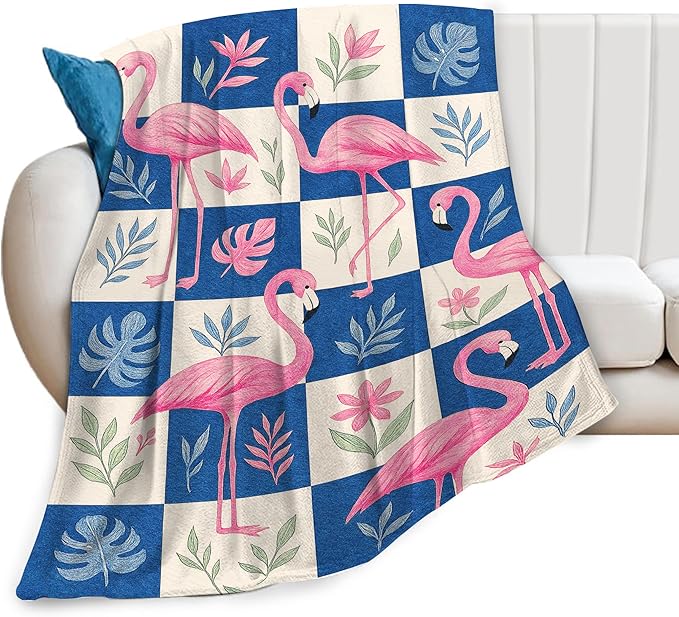 Flamingo Blanket Tropical Flamingo Throw Blanket Soft Cozy Fleece Fuzzy Stuffed Plush Flannel Animal Gifts for Girls Women Boys Kids Adults 50"X60"