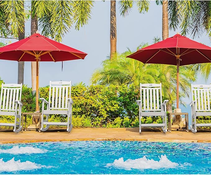FUNBERRY Outdoor Rocking Chairs Set of 4, HDPE All Weather Poly Lumber Rocker, High Back Patio Rockers Easy Assembly