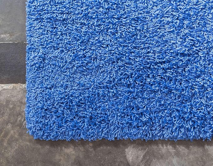 Unique Loom Solid Shag Collection Area Rug (5' 1" x 8' Rectangle, Periwinkle Blue)