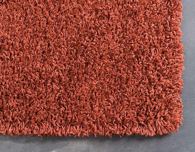 Unique Loom Solid Shag Collection Area Rug (6' 1" x 9' Rectangle, Terracotta)