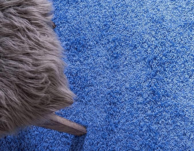 Unique Loom Solid Shag Collection Area Rug (8' x 10' Rectangle, Periwinkle Blue)