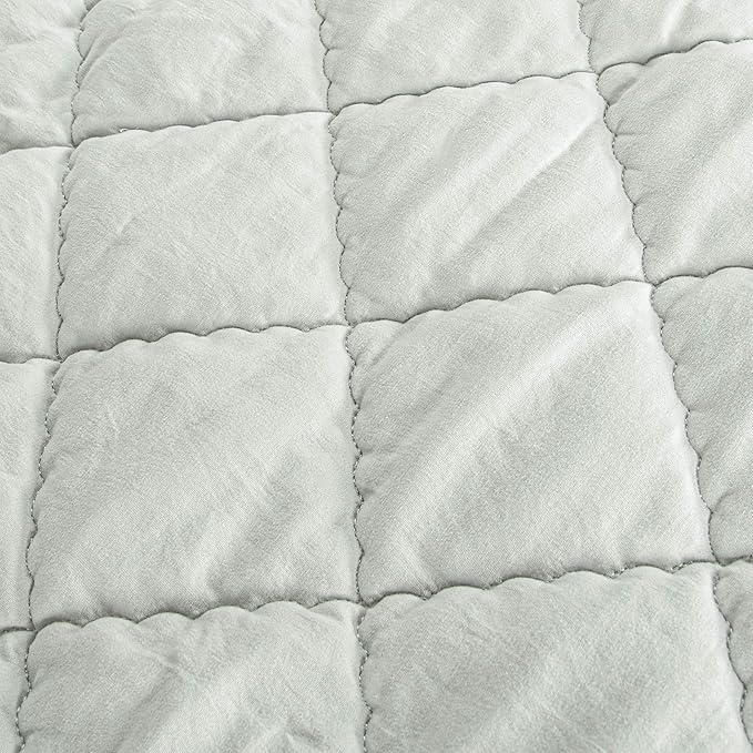 FLXXIE Machine Washable Microfiber Down Alternative Oversized Toddler Comforter, Super Soft and Lightweight Kids Crib Quilted Blanket for Stroller, Travel, 43x60 Inches, Light Grey