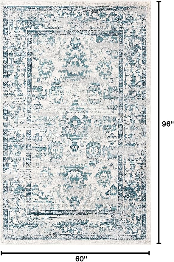 Rugs.com Charleston Collection Rug – 5' x 8' Ivory Low-Pile Rug Perfect for Living Rooms, Large Dining Rooms, Open Floorplans