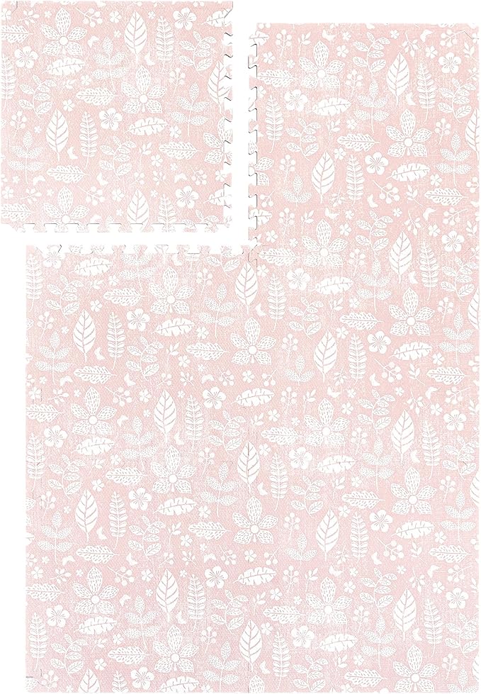 PopsyKosy Premium Baby Floor Play Mat - Thick & Cushioned 0.5 inch Playroom Foam Mat, Non-Toxic Odorless - 6 Tiles - Spacious 6x4 ft. - Stylish & Large, Waterproof for Kids & Toddlers - Baby Coral