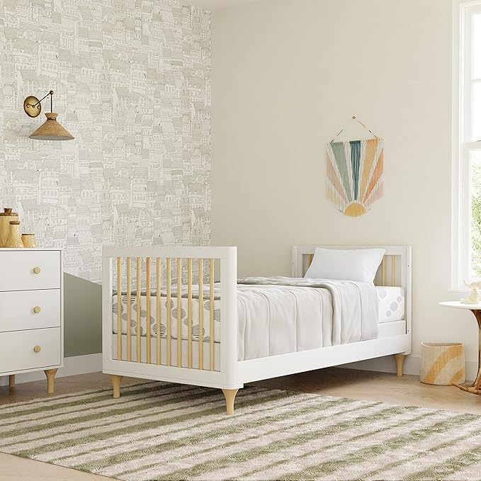 Babyletto Lolly 4-in-1 Mini Crib Convertible to Mini Wooden Toddler Bed, Daybed & Twin-Size Bed - GREENGUARD Gold Certified - Made of 100% Solid Wood - Includes Toddler Conversion Kit - Washed Natural