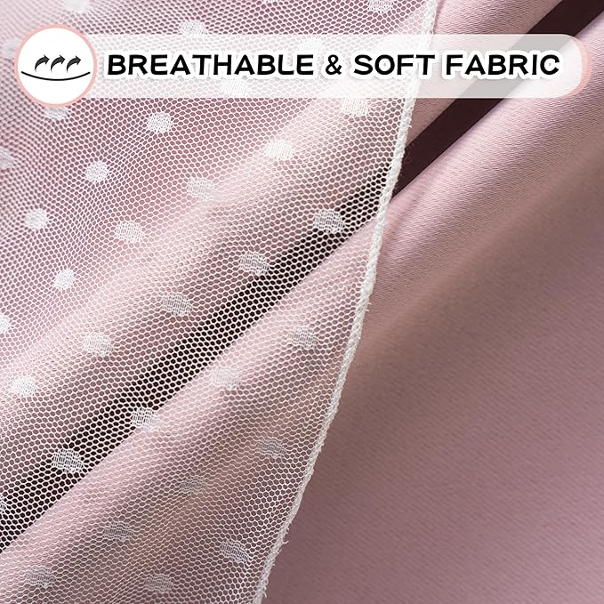 MYSKY HOME Pink Curtains for Girls Bedroom & Nursery Kids Blackout Cute Curtains Double Layer with Polka Dots Sheer, Grommet Tops, 52x95 Inch, 2 Panels