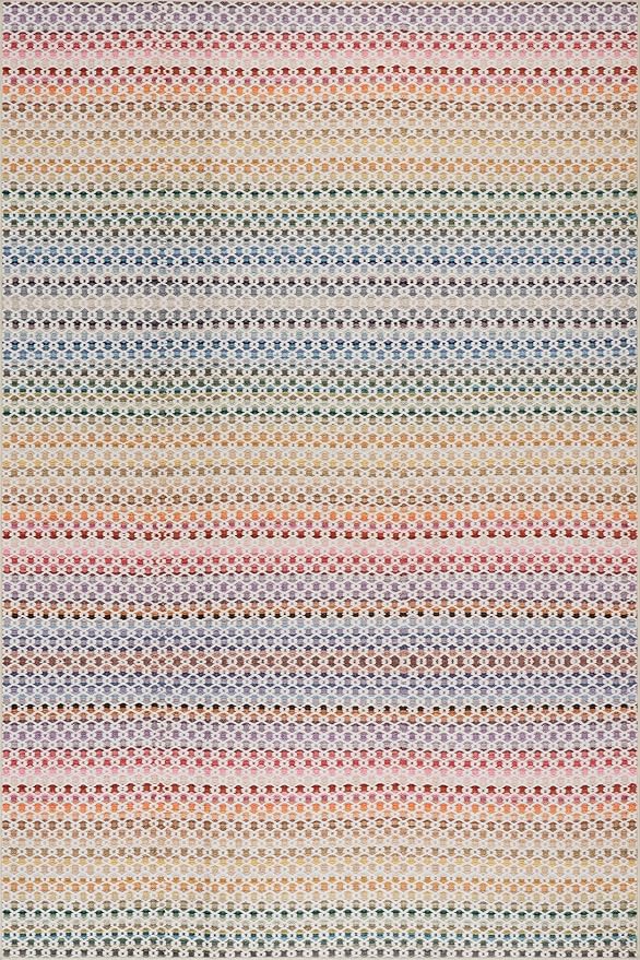 Dash & Albert Poppy Multi Machine Washable Rug, 6 X 9 Feet, Multicolored Geometric Pattern