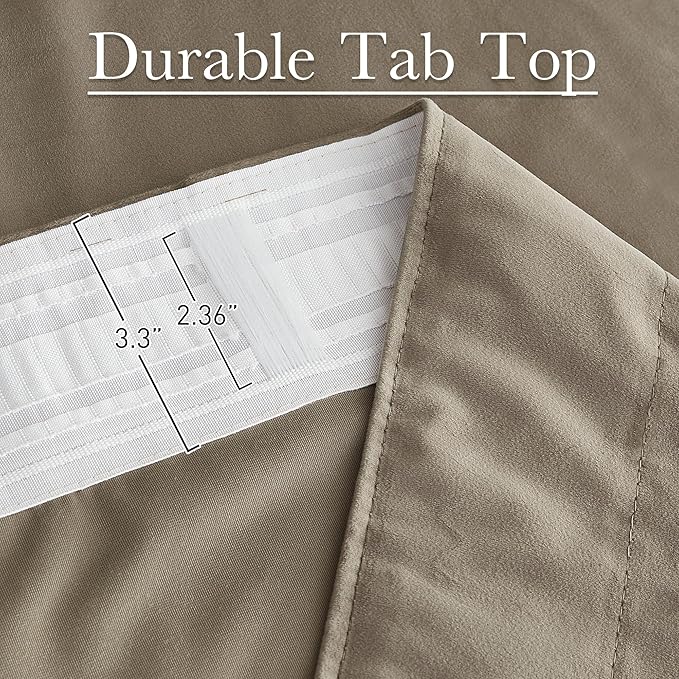 StangH Camel Beige Velvet Curtains 132 inches Long High Ceiling Tall Curtains Back Tab Thermal Insulated Window Door Drapes for Living Dining Room Office, W52 x L132, 2 Panels