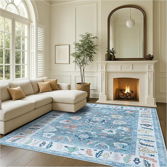 Fame Rugs Teal Modern Oushak Rug 2'6"x13, Vintage Turkish Colorful Oriental Antique Inspired Long Runner Rugs, Luxury Living Room Bedroom (995T, 2'6" x 13')