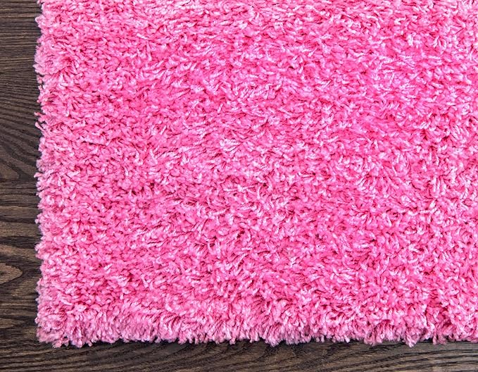 Unique Loom Solid Shag Collection Area Rug (5' 3" x 8' Rectangle, Taffy Pink)