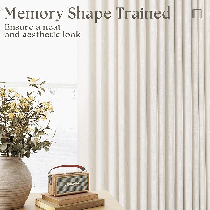 Cream Linen Cafe Curtains 24 Inch Length Pinch Pleated 2 Panels Set Farmhouse Short Kitchen Window Curtains Light Filtering Semi Sheer Pinch Pleat Back Tab Small Window Drapes for Bathroom Camper RV