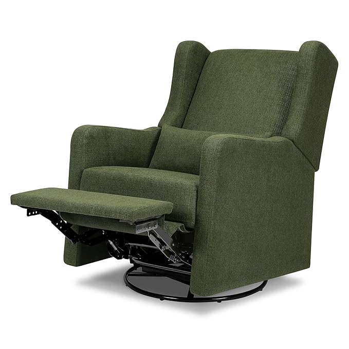 DaVinci Carter’s Arlo Swivel Rocker Recliner Chair - GREENGUARD Gold, FSC & Certi-PUR US Certified - Ultra Comfy Nursery Glider Recliner - Glider Rocking Chair for Nursery & Living Room - Forest Green