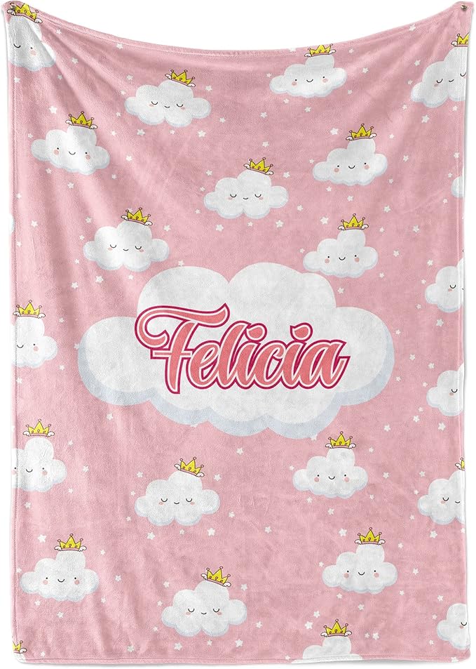 Personalized Cloud Blanket for Girls | Kids Cloud Unicorn | Custom Plush Fuzzy Rainbow for Toddler | Customized Little Girl Throw Blankets | Girl Sofa Bed Birthday| Fleece 60x80