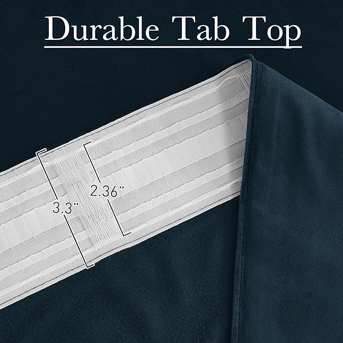 StangH Navy Blue Curtains 100 inches Long Back Tab Thermal Insulated Noise Reducing Drapes for Sliding Door Living Room Privacy Curtain Panels for Bedroom, W52 x L100, 2 Panels