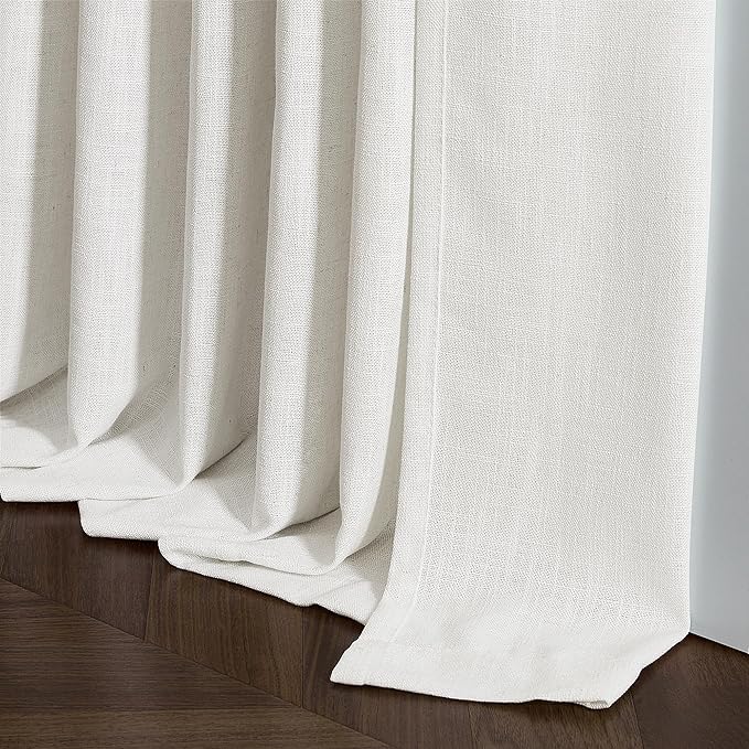 Small Kitchen Linen Curtains 45 Inch Length 2 Panel Set for Windows Rustic Country Linen Cotton Light Filtering Drapes Privacy Pinch Pleated Back Tab Semi Sheer Curtains 45 Inches Long Beige White