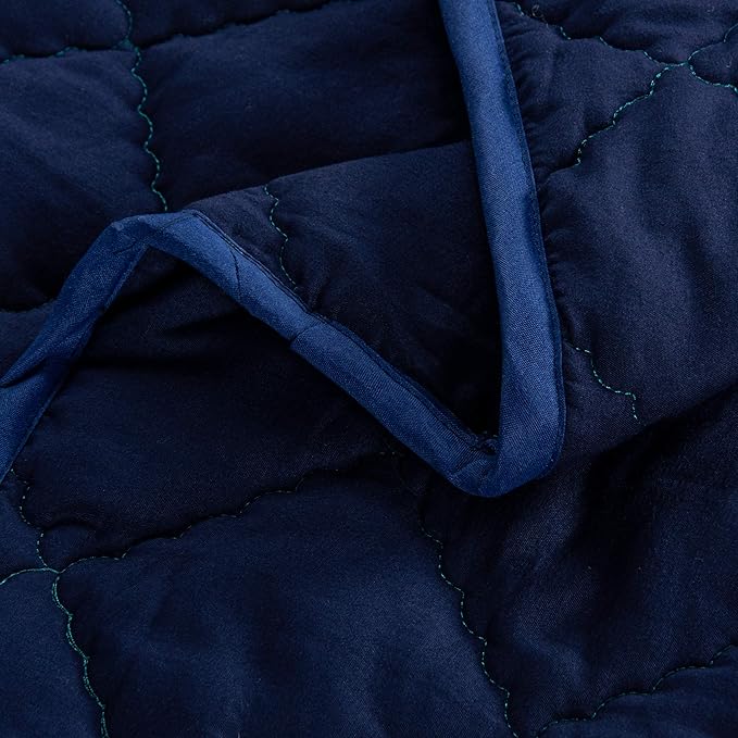 FLXXIE Machine Washable Microfiber Down Alternative Oversized Toddler Comforter, Super Soft and Lightweight Kids Crib Quilted Blanket for Stroller, Travel, 43x60 Inches, Navy Blue