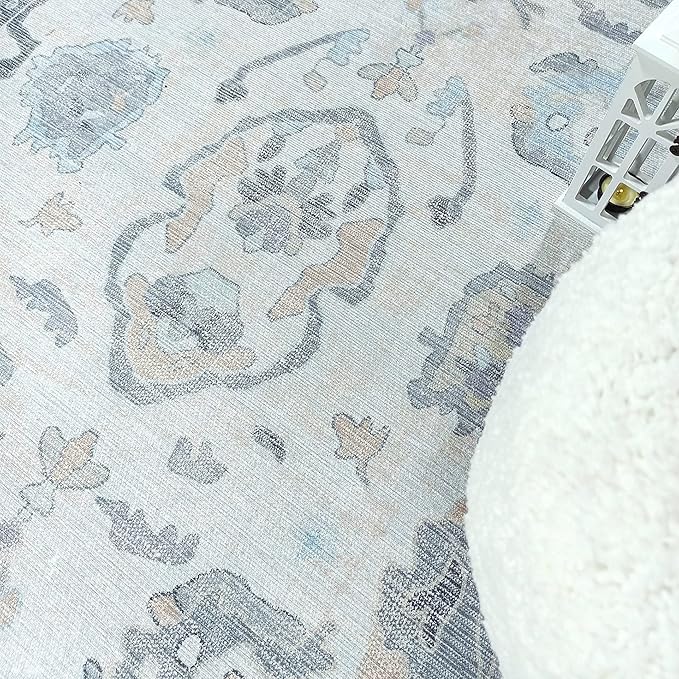 Fame Rugs Gray Modern Oushak Rug 8x10, Vintage Turkish Colorful Oriental Washable Antique Inspired Large Area Rugs, Luxury Living Room Bedroom (384GB, 7'6 x 10')