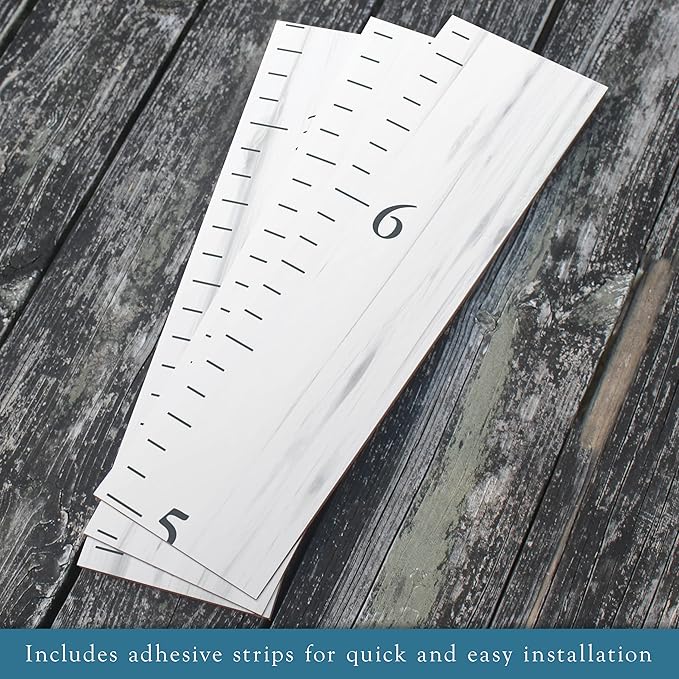 Farmhouse Style Wooden Kids Growth Chart Ruler for Boys and Girls (Weathered White - BMK)
