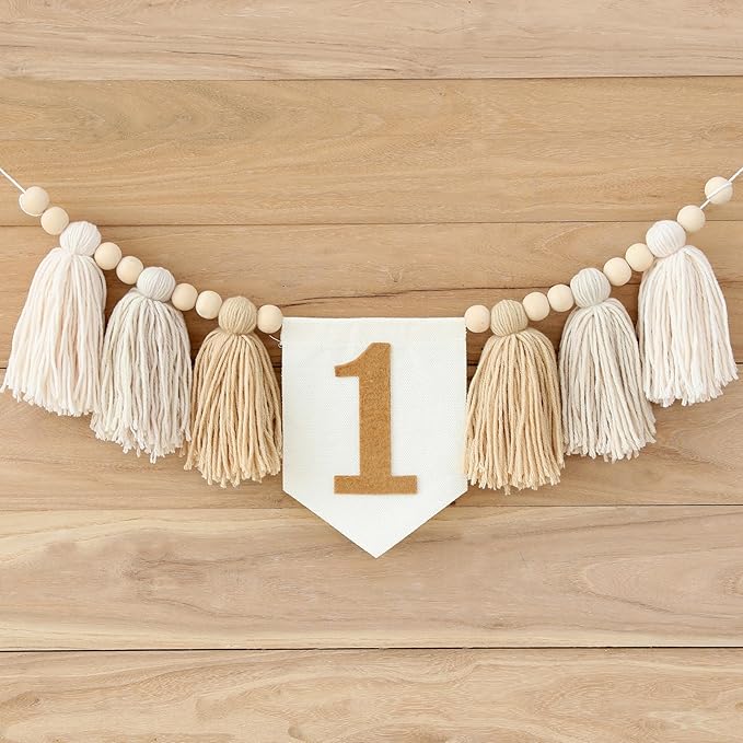 Handmade Boho 1st Birthday High Chair Banner Party Decoration For Girl Baby Shower Wall Hangings Decorative For Kids Bedroom