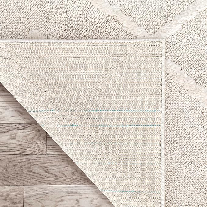 Antep Rugs Palafito 8x10 Geometric Shag Diamond High-Low Pile Textured Indoor Area Rug (Beige, 7'10" x 10')
