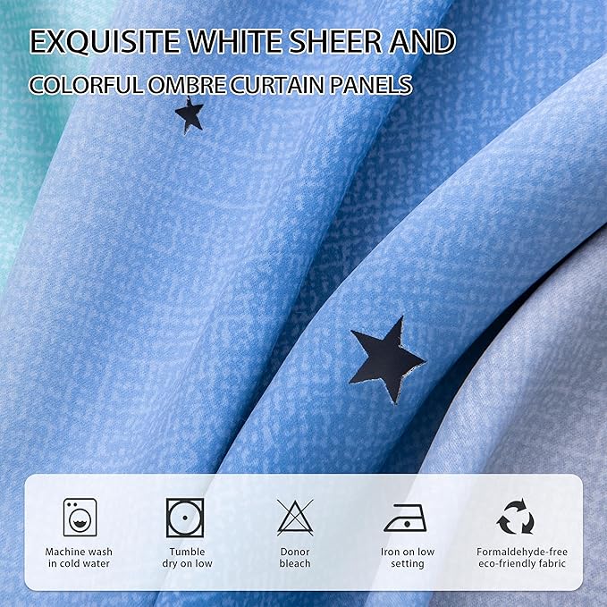 XiDi Curtains for Girls Bedroom Kids Room Unicorn Princess Theme Home Decor 72 inches Length Blue Green Grey, W52 X L72 2 Panels