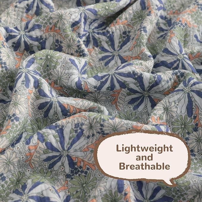 NTBAY 4 Layer Muslin Cotton Toddler Blanket, 30x40 Soft and Breathable Receiving for Newborns and Infants, Perfect for Crib, Stroller, Travel, Lightweight Nursery Blanket, Retro Floral Botanical