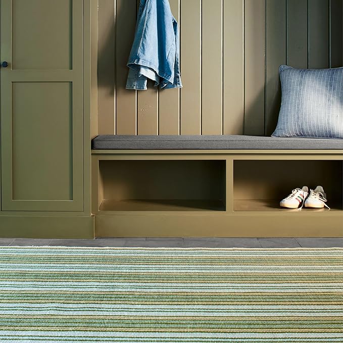 Dash and Albert Caravan Machine Washable Area Rug - 4' x 6' Multicolor Stripe Washable Accent Rug Durable, High Traffic Area Kitchen, Hallway, Bedroom, Stairs