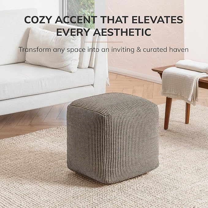 Anji Mountain 100% Handmade & Handcrafted Comfortable Home Décor Pouf Ottoman Footrest for Living Room, Bedroom, Nursery, Kidsroom, Patio Furniture - (20" x 20" x 20" - Mocha Bisque)