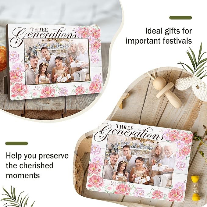 First Christmas Baby Picture Frame - Gender Reveal Decorations and Baby Shower Gifts for New Mom Grandparent Pregnancy Announcement Newborn Nursery 4 X 6 Inch Picture Frame Decor - A02