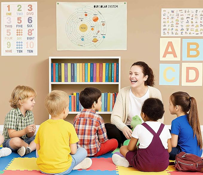 FYSIA Solar System Educational Rectangular Classroom Canvas Banner-Flag Sign Art for Baby Kids Girl Boy,Classroom Kindergarten Bedroom Playroom Reading Room Decor,Back To School-28.5" L x 20" W