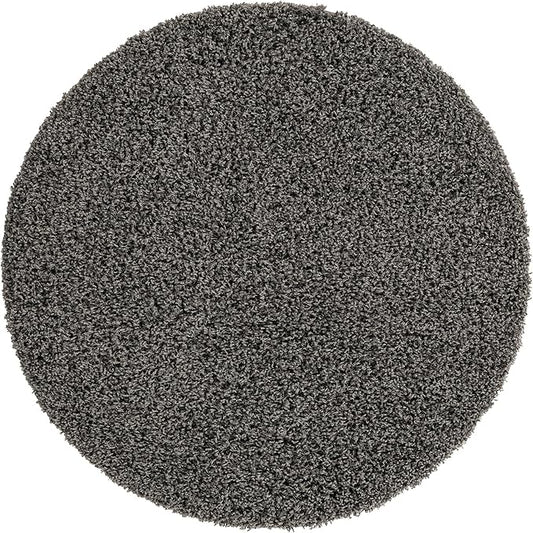 Unique Loom Solid Shag Collection Area Rug (4' 1" Round, Graphite Gray)